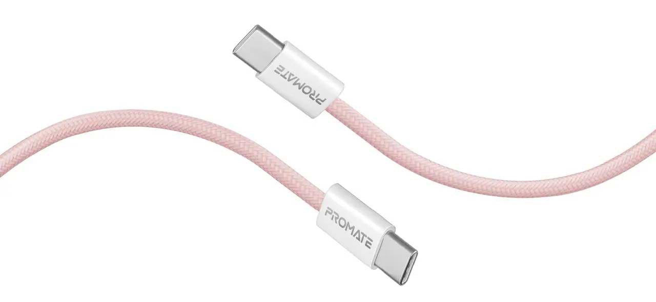 Кабель синхронізації даних Promate Type-C - USB Type-C (ecoline-cc200.pink) - Фото 1