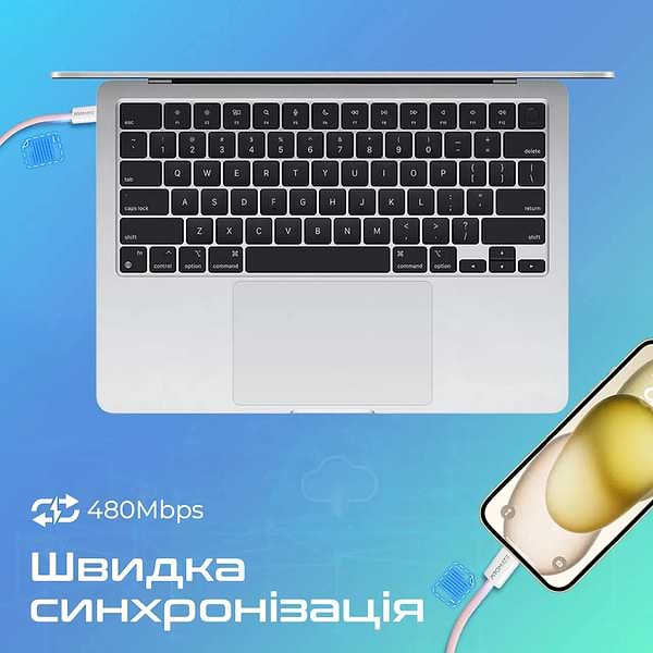 Фото - Кабель синхронізації даних Promate Type-C - USB Type-C (ecoline-cc200.pink)