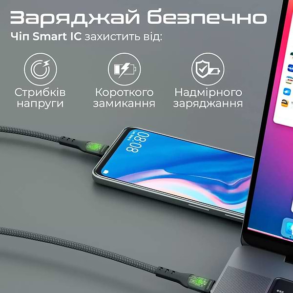 Фото - Кабель синхронизации данных Promate Type-C - USB Type-C (transline-cc200.black)