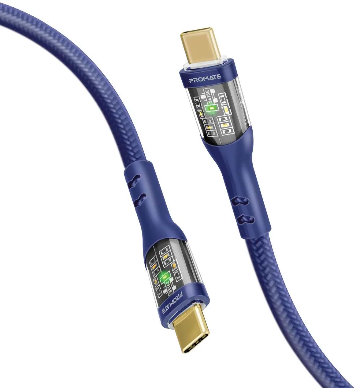 Кабель синхронизации данных Promate Type-C - USB Type-C (transline-cc200.navy) - Фото 1