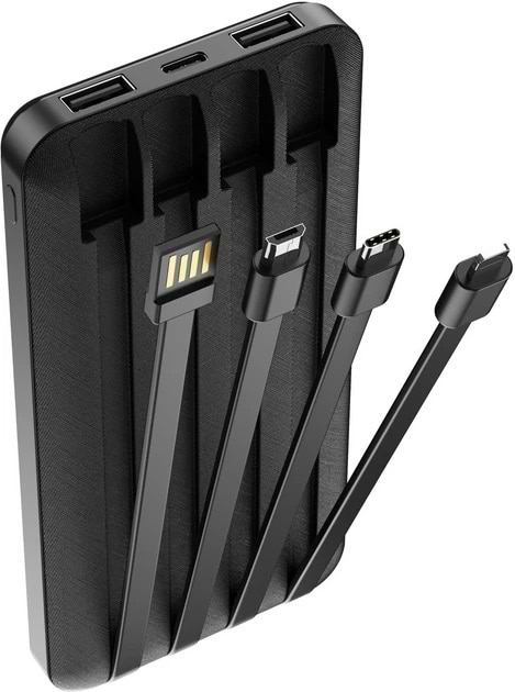 Фото - Батарея мобільна Forever TB-411 ALLin1 10000 mAh with cables USB-C + Lightning + microUSB Black (GSM103789)