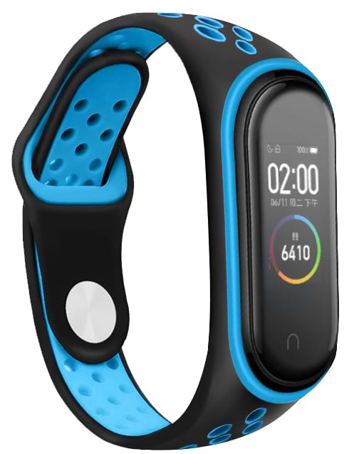 Ремешок для фитнес-браслета BeCover Nike Style for Xiaomi Mi Smart Band 5 Black-Blue (705150) - Фото 1