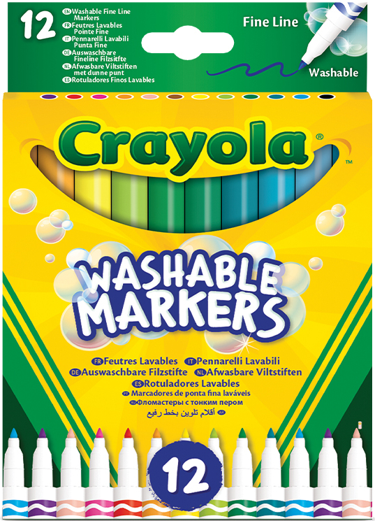 Фломастеры Crayola тонкая линия (washable), 12 шт (58-6671)