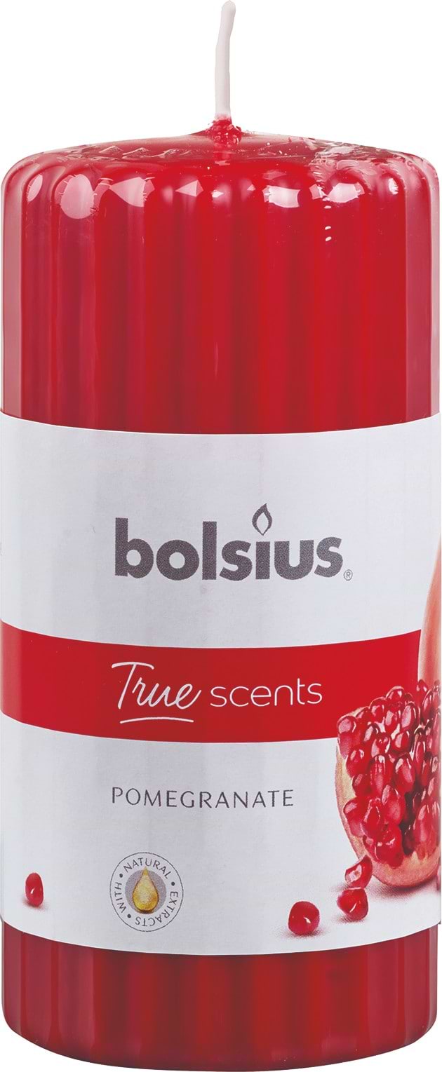 Свічка декоративна Bolsius ребриста 120/58 аромат Гранат (266715)