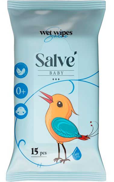 Серветки вологі для дітей Salve 15 шт. (5853954200478) - Фото 1