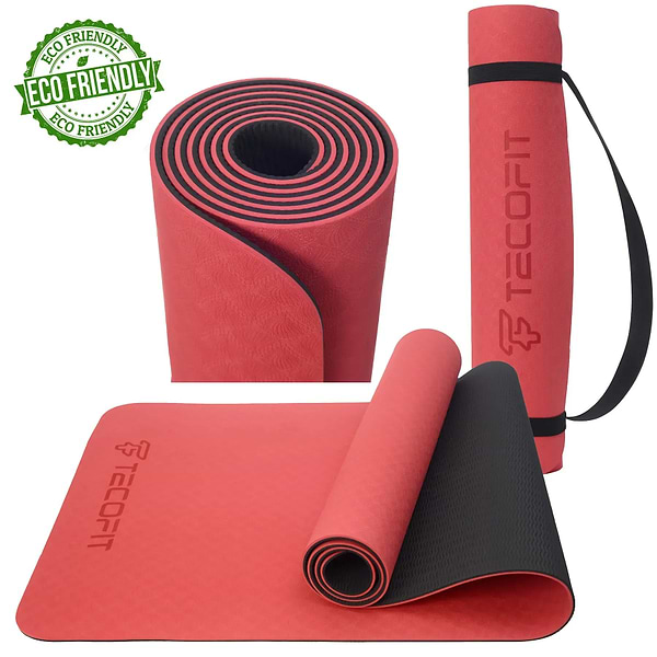 Фото - Коврик для йоги и фитнеса TECOFIT Dual Color TPE Mat 183х61х0.6 см Red/Black (TOP18013825/2)