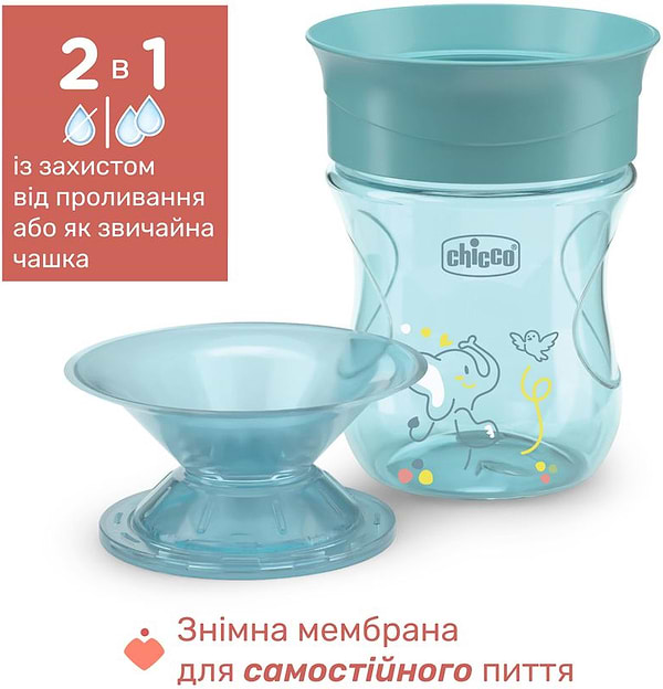 Фото - Чашка-непроливайка детская Chicco Perfect Cup 200 мл от 12 м голубая (06951.25)