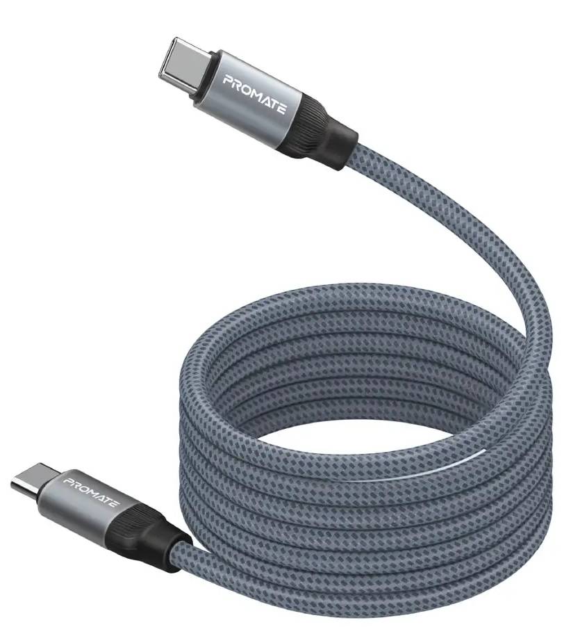 Фото - Кабель синхронизации данных Promate Type-C - USB Type-C (springy.grey)