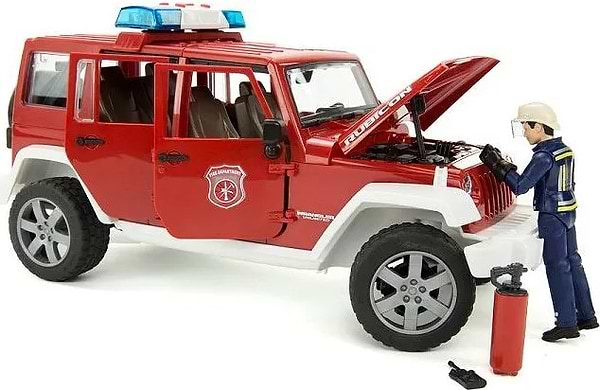 Фото - Наземная спецтехника BRUDER Пожарный джип Wrangler Unlimited Rubiconс фигуркой пожарного, М1:16 (02528)