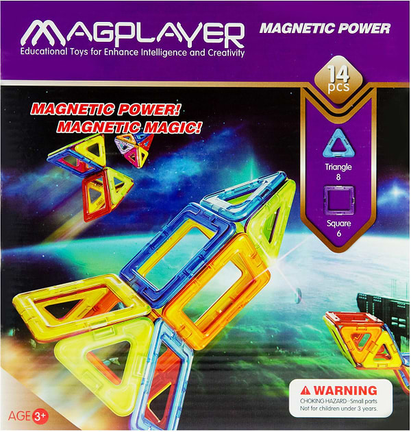 Фото - Конструктор магнитный MagPlayer 14 эл. (MPB-14)
