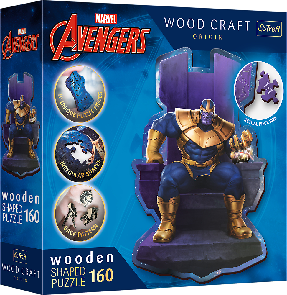 Пазли (5-7 років) Trefl Wooden Marvel Heroes Танос на троні 160 ел. (01840)