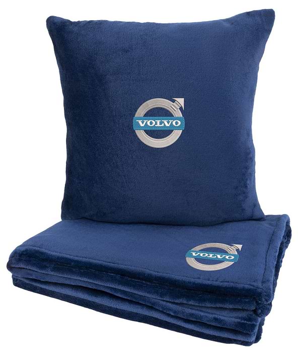 Фото - Набір плед + подушка в авто EVAtech із махри S для Volvo сині (MBLMPSSLV034)