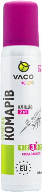 Спрей від комарів для дітей VACO KIDS кліщів і мошок від 3 р 100 мл (5901821952408)