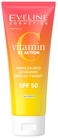 Крем для лица EVELINE Vitamin C 3x Action увлажнение и защита SPF50 30 мл (5903416053378)
