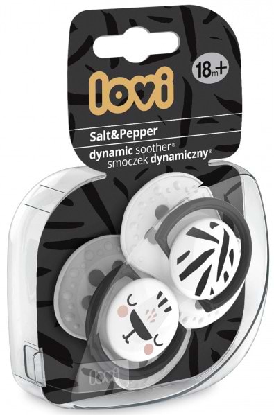 Фото - Симметричная пустышка Lovi Salt&Pepper силиконовая динамическая 18+мес., 2 шт.  (22/880)