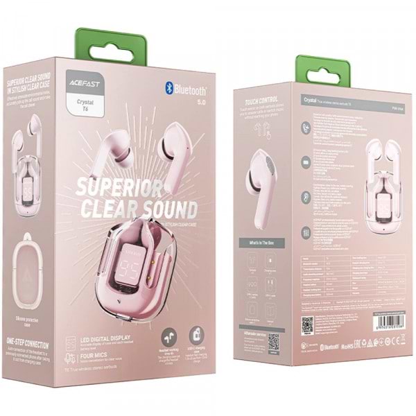 Фото - Наушники вкладыши беспроводные TWS AceFast T6 pink lotus (6974316281566)