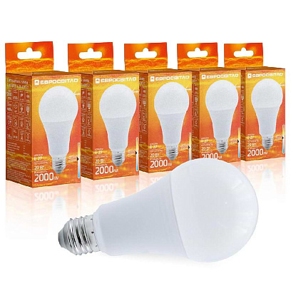Фото - Лампочка світлодіодна Євросвітло 20Вт 4200К A-20-4200-27 Е27 5 шт. (000059777)