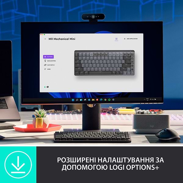 Фото - Клавіатура бездротова Logitech MX Mechanical Mini Illuminated BT Clicky Graphite UA (920-010782)