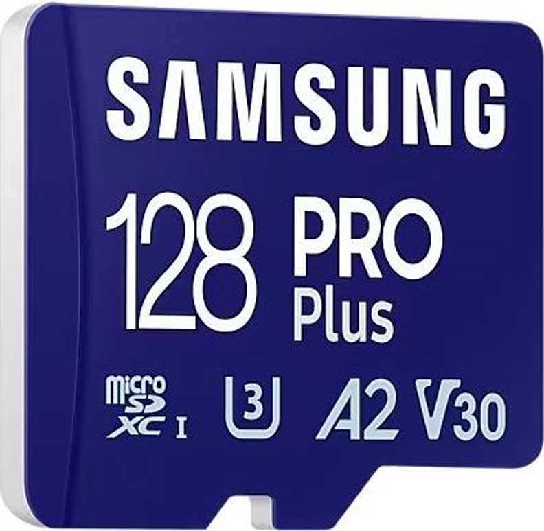 Фото - Карта памяти Samsung PRO Plus microSDXC 128GB UHS-I U3 V30 A2 + SD адаптер (MB-MD128SA/EU)