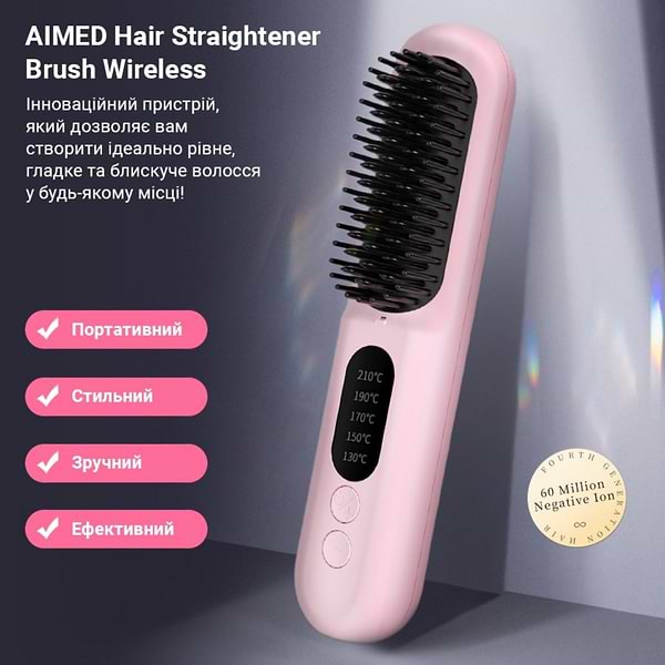 Фото - Выпрямитель волос AIMED Wireless Hair Straightener Pink (AI-HStraight_Wireless_pin)