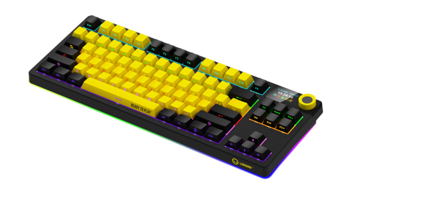 Фото - Клавиатура беспроводная игровая Lorgar KBP70TKLW Wireless TKL Mechanical Pro Black-Yellow (LRG-KBP70TKLW-YL-US)