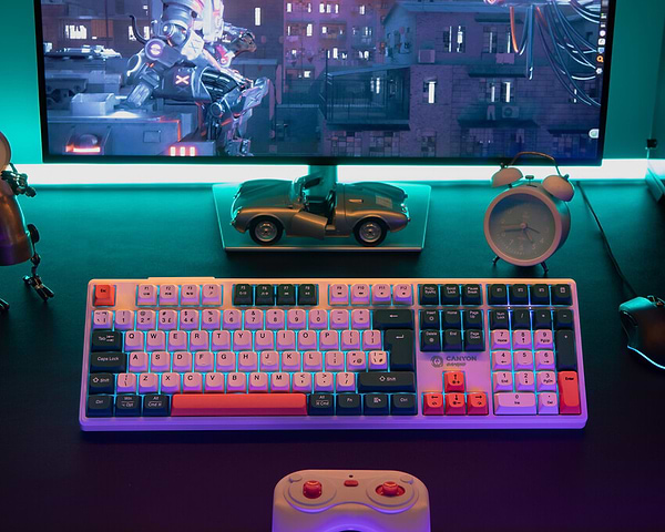 Фото - Клавиатура беспроводная игровая Canyon Shadder GKW-11 RGB Silent UA Wireless White (CND-SKBW11)
