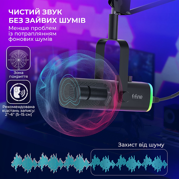 Фото - Мікрофон до комп'ютера Fifine AM8T USB/XLR Black