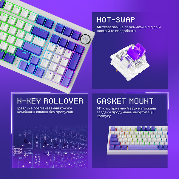 Фото - Клавіатура бездротова ігрова Proove Gaming Slicker Special Edition (Ukraine Layout) black/purple (WKSLSE022401)