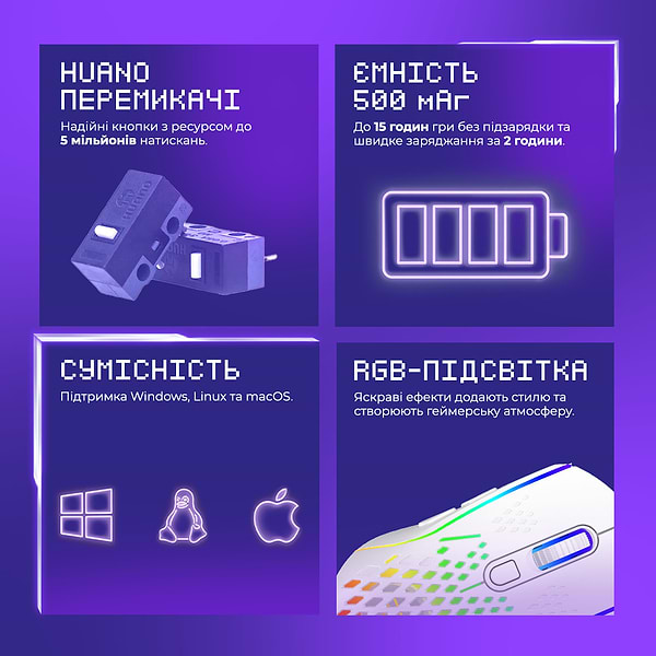 Фото - Мышь беспроводная игровая Proove Gaming Buzz White (WMBU00022402)