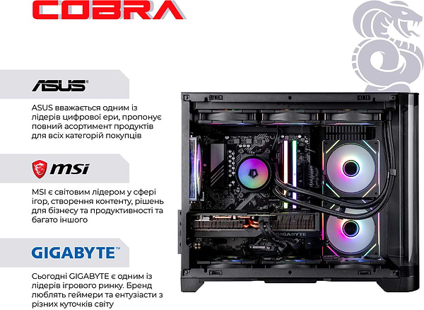 Фото - Системний блок Cobra Gaming (A98X3D.64.H1S5.97XT.21908)