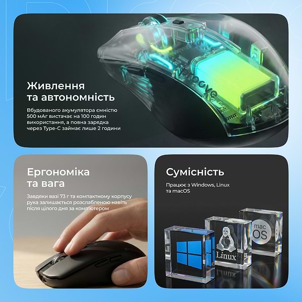 Фото - Мышь беспроводная игровая Proove Comet White (WMCM00022002)