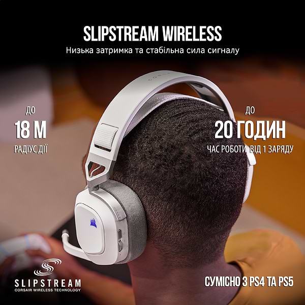 Фото - Гарнитура беспроводная игровая Corsair HS80 RGB Wireless Headset, White (CA-9011236-EU)