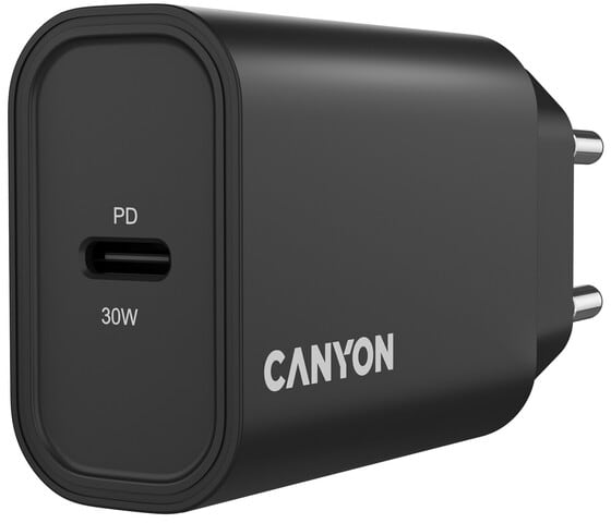 Фото - Сетевое зарядное устройство Canyon OnCharge 30CL 1xPD Type-C 30W Black (CNE-CHA30CLB)