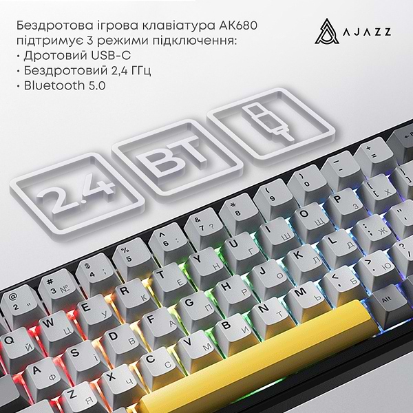 Фото - Клавиатура беспроводная игровая Ajazz AK680 MAX (AK680-M-BGY-A)
