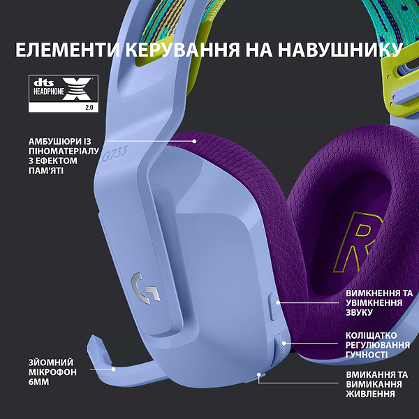 Фото - Гарнитура беспроводная игровая Logitech G733 Lightspeed Lilac (981-000890)