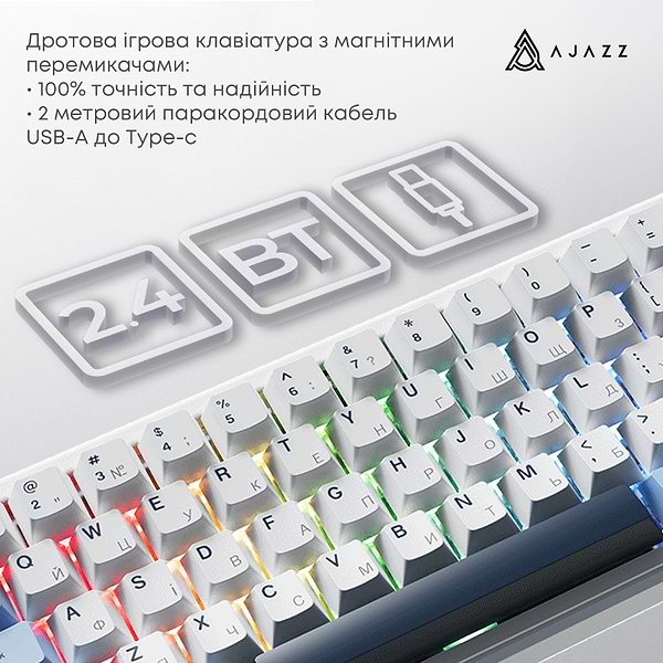 Фото - Клавиатура беспроводная игровая Ajazz AK680 MAX (AK680-M-BWD-A)