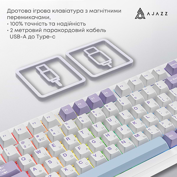 Фото - Клавиатура проводная игровая Ajazz AK820 MAX Magnetic switches (AK820MAX-WM-PWB)
