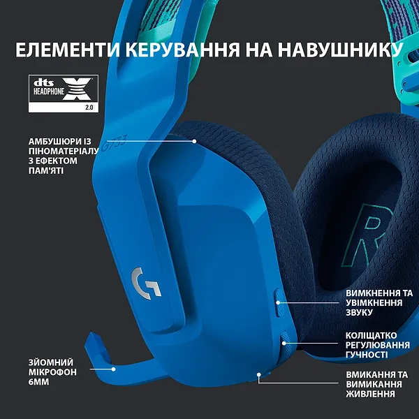 Фото - Гарнітура бездротова ігрова Logitech G733 Lightspeed Blue (981-000943)