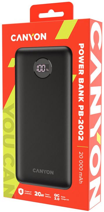 Фото - Батарея мобильная Canyon PB-2002 20000mAh PD Black (CNE-CPB2002B)