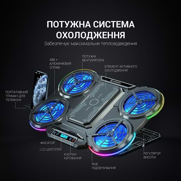 Фото - Підставка під ноутбук охолоджуюча GamePro CP1450 Black