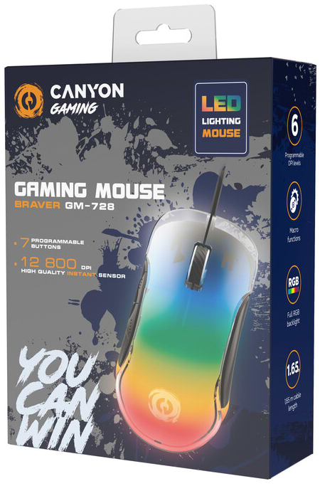 Фото - Мышь проводная игровая Canyon Braver GM-728 RGB Crystal Black (CND-SGM728)