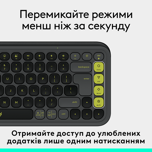 Фото - Уцінка - Клавіатура бездротова Logitech POP Icon Keys Graphite UKR (920-013157)
