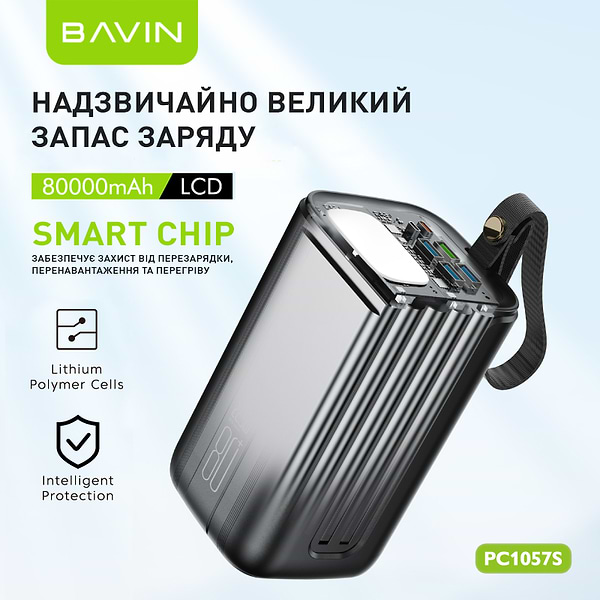 Фото - Батарея мобільна Bavin PC1057S 80000 mAh 22.5W White (Y-PC1057S-WH)