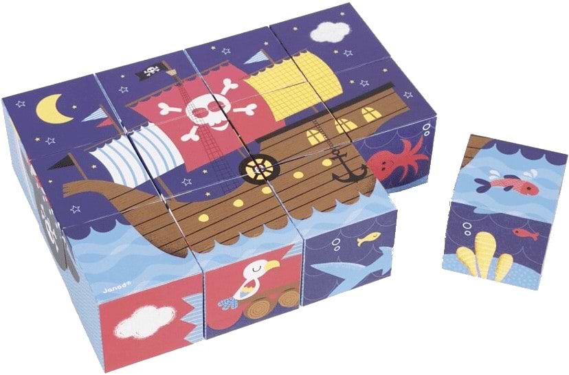 Кубики картонні Janod Пірати (J02984)