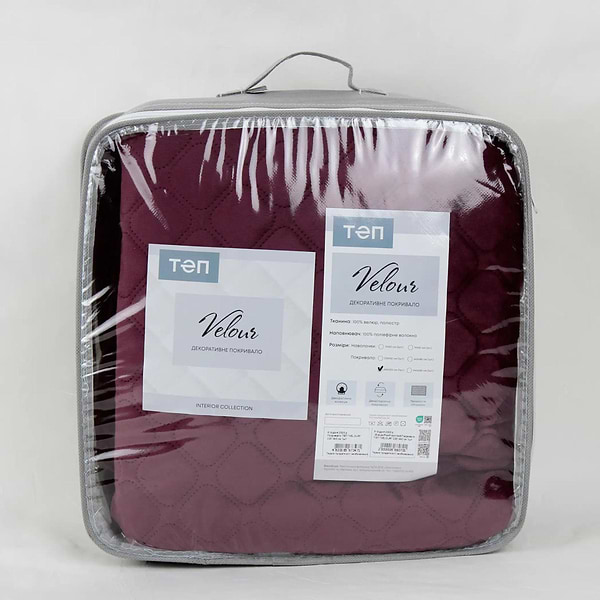 Фото - Покрывало двуспальное ТЕП VELOUR 240х260 см 409 Бордовый (4-00518_20827)