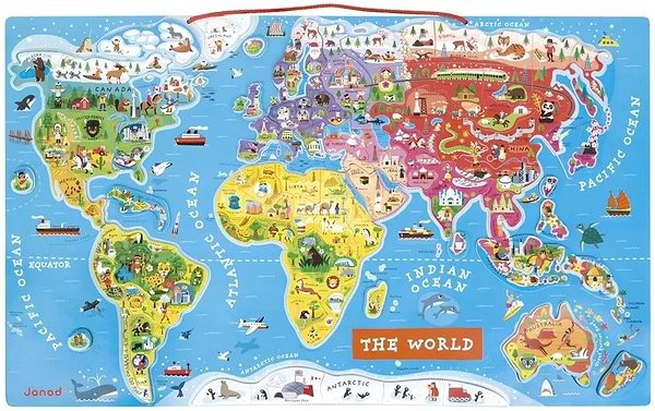 Фото - Пазлы (5-7 лет) Janod Карта Мира (англ. язык) (J05504)