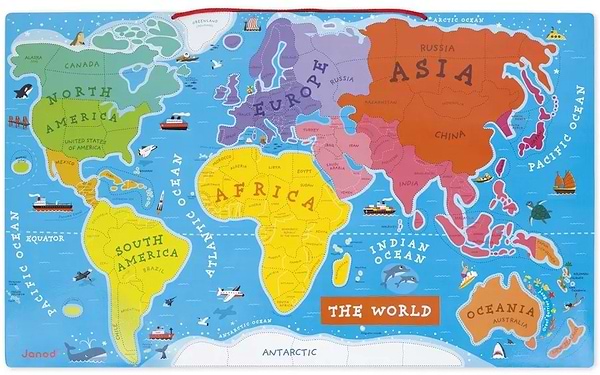 Фото - Пазлы (5-7 лет) Janod Карта Мира (англ. язык) (J05504)