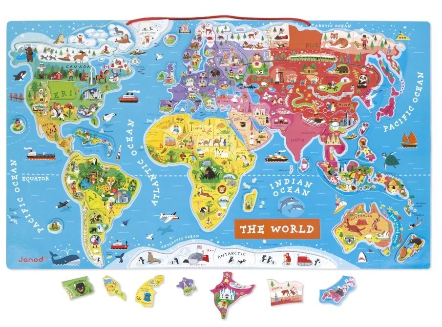 Купить Пазлы (5-7 лет) Janod Карта Мира (англ. язык) (J05504) - Фото 1 Пазлы (5-7 лет) Janod Карта Мира (англ. язык) (J05504) - Фото 1