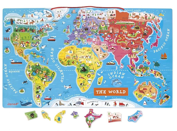Фото - Пазлы (5-7 лет) Janod Карта Мира (англ. язык) (J05504)