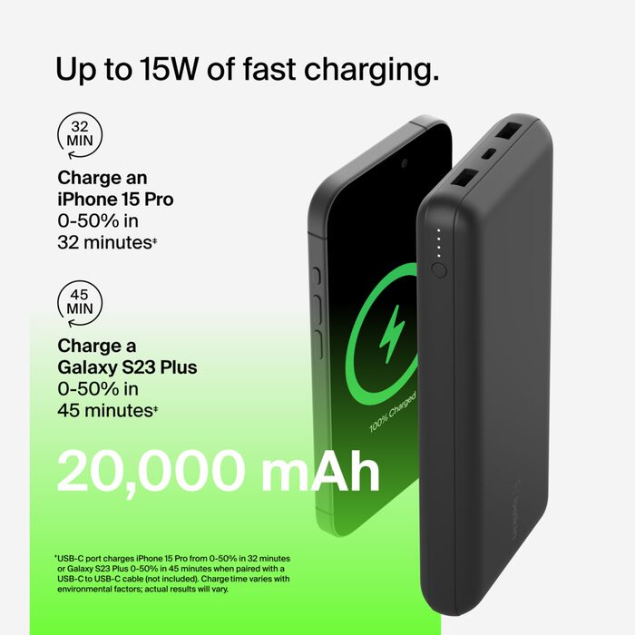 Фото - Уцінка - Батарея мобільна Belkin 20000mAh 15W Dual USB-A USB-C Black (BPB012BTBK)